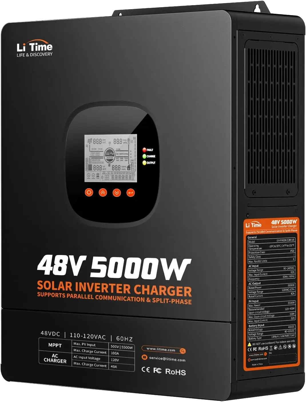 Parallel Solar Inverter 48V 5000W Mppt - Inversor cargador híbrido solar LiTime de