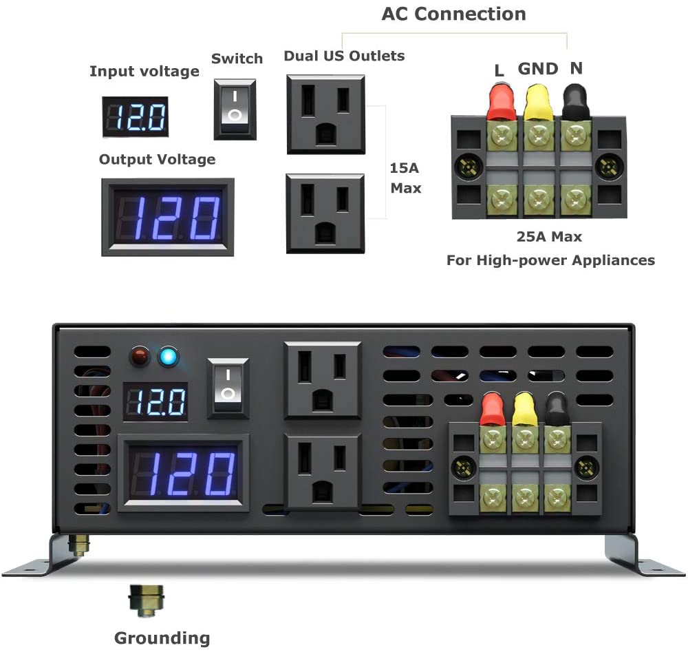 Inversor de onda sinusoidal pu - Inverter Pure Sine Wave 60Hz 120V 3000W reseña y precio