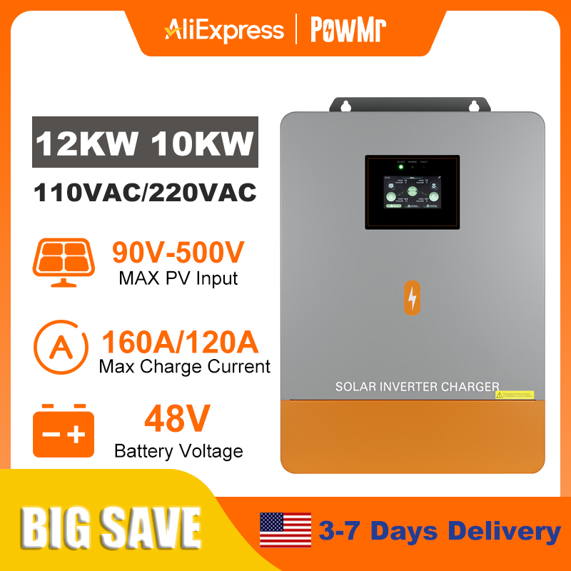 Inversor PowMr de 12KW 10KW de - Split Phase Inverter 10Kw 110V 220V reseña y precio